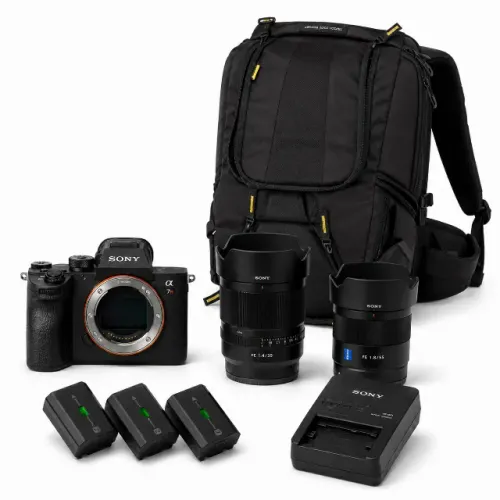 Kit Sony a7R III + 35mm f/1.4 ZA + 55mm f/1.8 ZA Zeiss + baterias