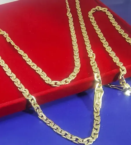 Cordão Ouro 18 Kilates Peso 19 Gr 60 Cm 5 mm e Pulseira 8 Gramas 22 Cm 5 mm Total 27 Grs