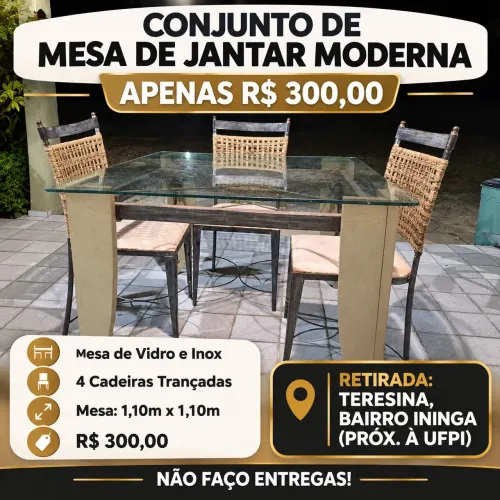 VENDO MESA COM 4 CADEIRAS E APARADOR COM 3 BANQUETAS