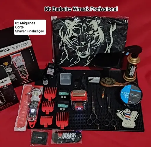Kit Barbeiro Wmark Profissional  com 02 Máquinas Novo Lacrado sem Uso 