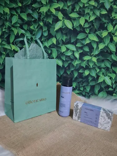 Kit feminino Nativa Spa Lilac O Boticário, com Body splash e sabonetes 