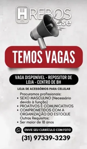 VAGA MASCULINA REPOSITOR DE LOJA