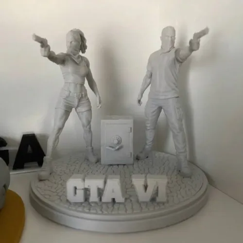 Action Figure GTA 6 Jason e Lucia - Decoração Gamer / Colecionável