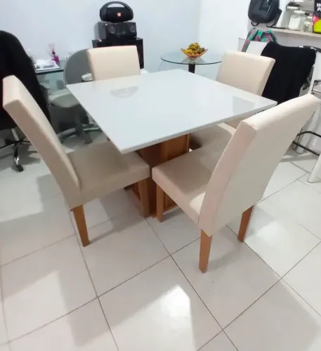 Oferta relâmpago mesa de 4 cadeiras com tampo de vidro