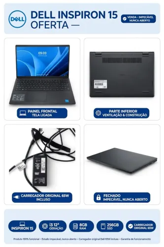 Dell Inspiron 15 i3 12ª Geração 8GB 256GB SSD Impecável + Mouse Brinde