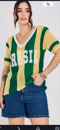 Camisa Brasil feminina tricô
