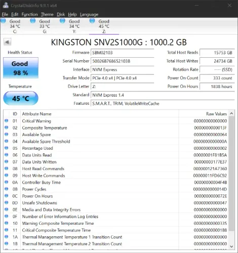 SSD Kingston NV2 1TB M.2 2280 NVMe PCIe 4.0 x4 (SNV2S/1000G)