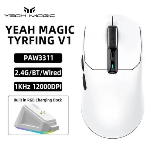 Mouse gamer YEAH MAGIC V1 com base de carregamento