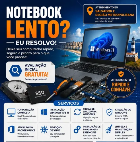 Formatação de Notebook e PC em Salvador | Windows 10/11 | Atendimento Rápido