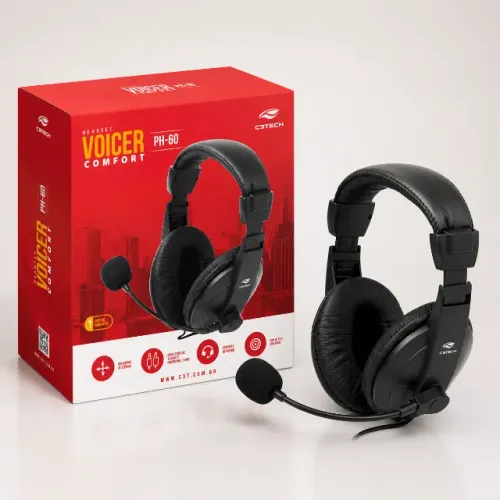 Headset C3Tech Voicer Comfort PH-60BK com microfone