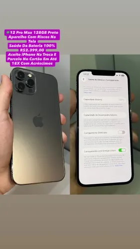 iPhone 12 Pro Max 128GB Preto - Aparelho Com Riscos Na Tela (Usado)