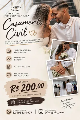 Promoção fotografia casamento Civil
