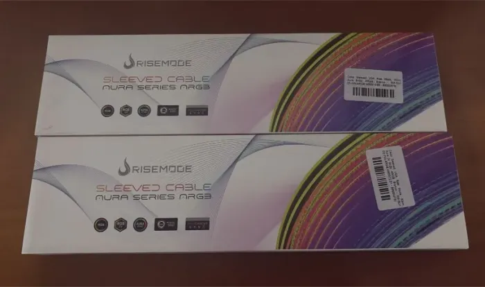  2 Cabos Sleeved VGA Rise Mode, 30cm, Aura 6+2p, ARGB, Branco