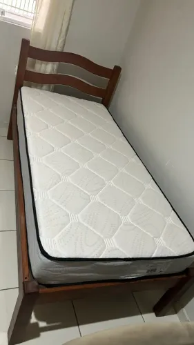 Cama Solteirão madeira maciça com Colchão