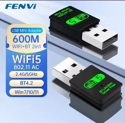 Adaptador Wi-Fi USB Fenvi AC600 Dual Band + Bluetooth 4.2 | WiFi 5 600Mbps