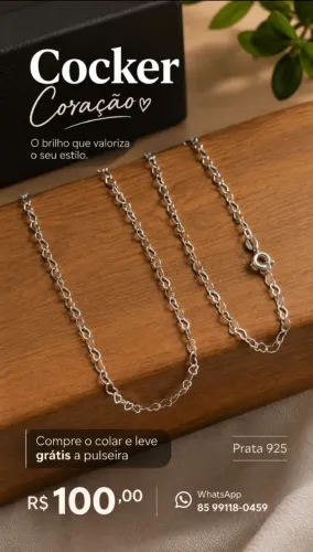 Chocker Coração Grátis Pulseira Prata 925