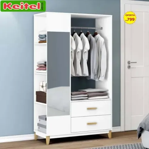 Closet Com Espelho e 2 gavetas Cor Branco - Mb 1055