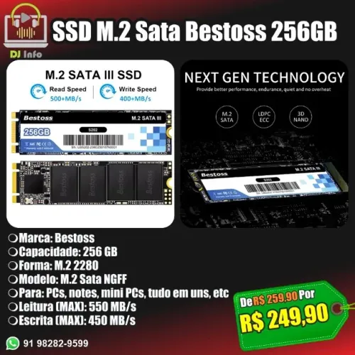 SSD M.2 Sata Bestoss 256GB