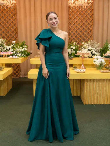 Vestido de festa / verde-escuro
