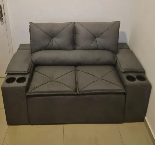 Sofá 2 lugares Retrátil e Reclinável - 154cm de Largura - Cinza