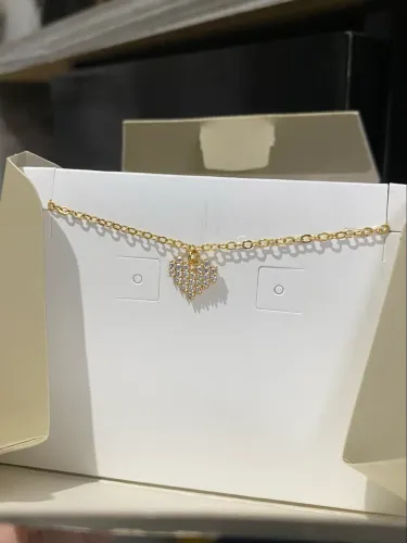 Novo: Pulseira dourada de coração cravejado