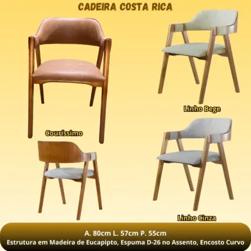 Cadeira costa rica madeira com espuma assento
