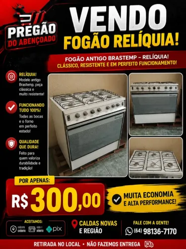 Fogão relíquia funcionando tudo 100%