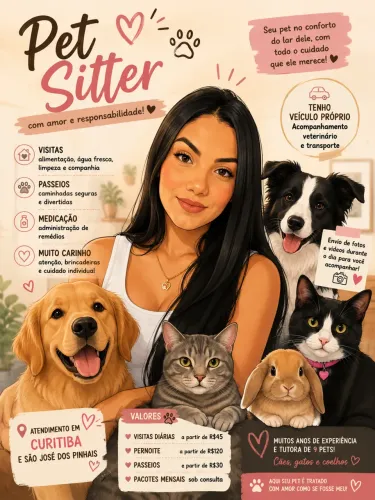 Pet sitter cuidadora animais pet 