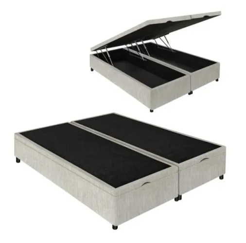 Base Box Baú King Linho BEGE 193x203 Acompanha o colchao.
