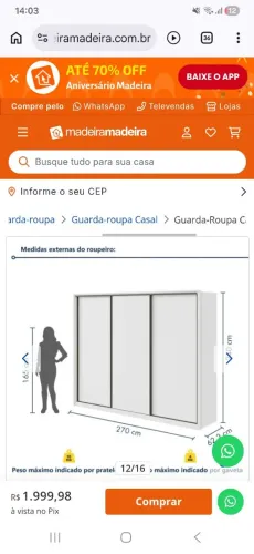 Guarda roupa casal novo