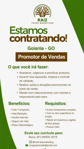 Vaga de emprego promotor