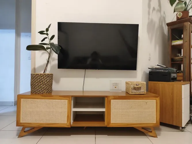 Rack de TV palhinha com freijó