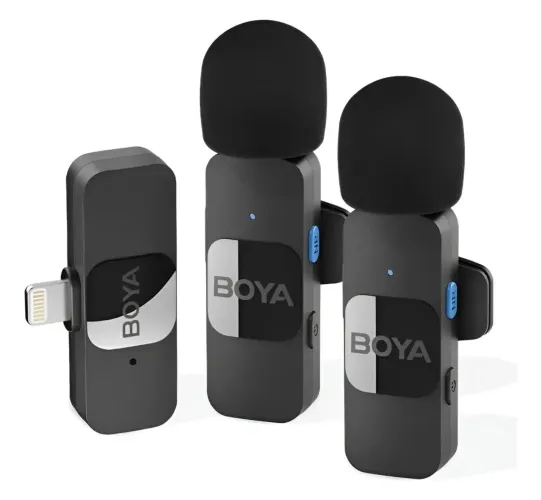 Microfone Sem Fio BOYA BY-V2 para iPhone (Lightning) - Kit com 2 Microfones