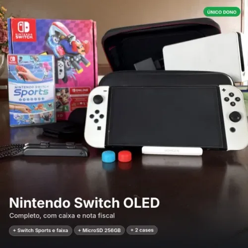 Nintendo Switch OLED + Switch Sports + MicroSD 256GB + 2 Cases