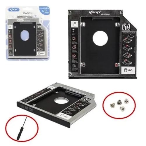 Case Caddy Hd Ssd Sata Gaveta Dvd Drivers 12,7mm Kp-hd009