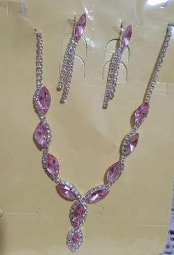Colar strass com pedras nude bijuterias