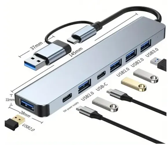 Hub-Usb-A e C-para uso em PC-Notebook-Mac-Celular