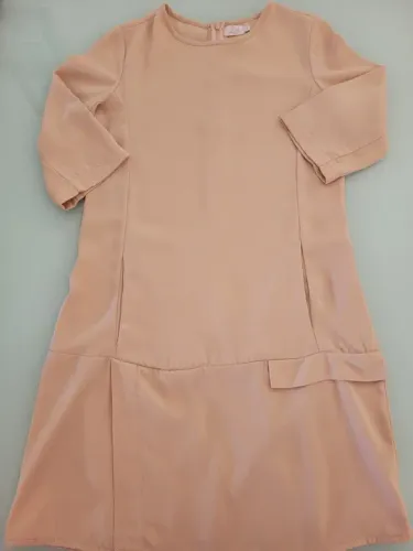 Vestido de crepe bege tam PP