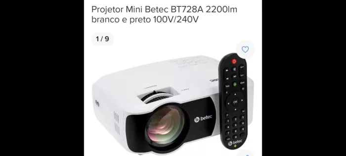 Projetor Mini Betec BT728A 2200lm Branco e Preto 100V/240V
