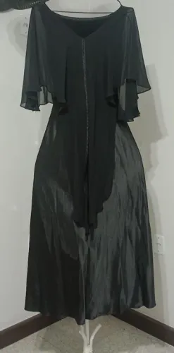 Vestido longo formatura cetim vintage plus size