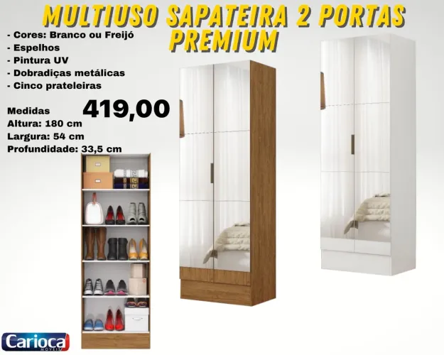 Sapateira com espelho multiuso premium - ENTREGA HOJE !!!