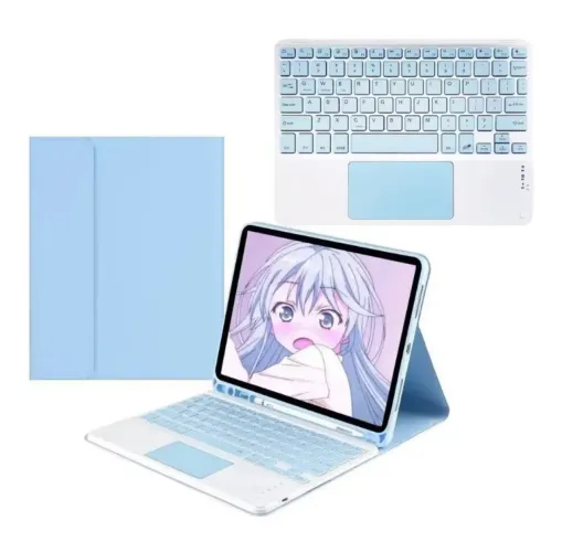 Capa ipad 10 com teclado magnético e touchpad + película paper 