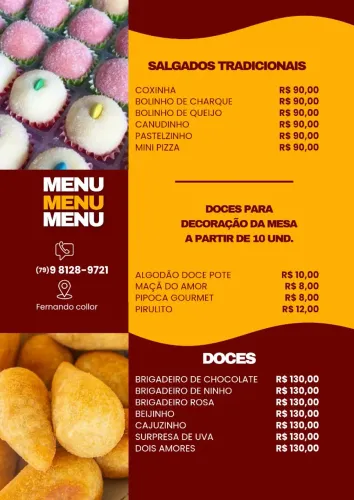 Salgados e doces para festa 