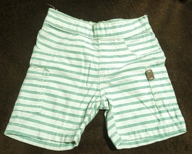 Shorts listrado verde e branco