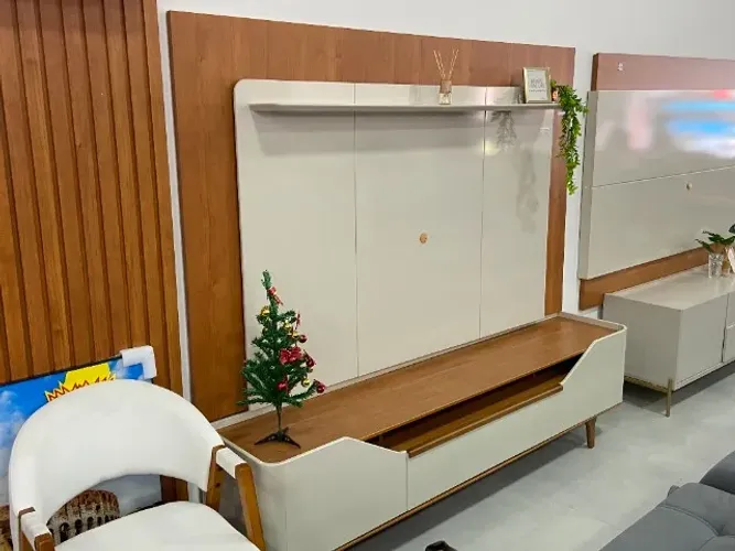 Rack com Painel Off White Nature: Sofisticação e Funcionalidade!