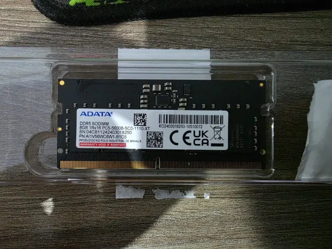 Memória RAM ADATA 8GB DDR5 SODIMM - Para Notebook<br>8GB 1Rx16 PC5-5600B-SCO-1110-XT