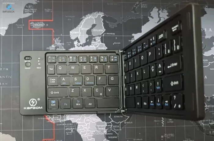 Teclado Dobrável Bluetooth Portátil Recarregável