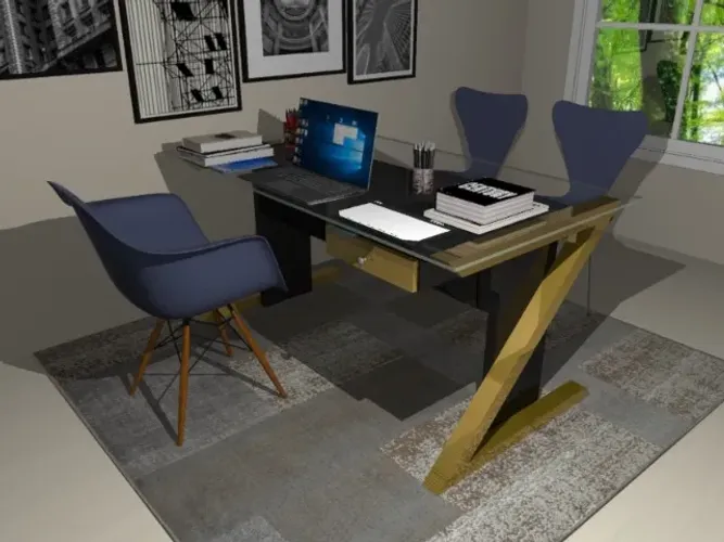 Mesa de Escritório Delluxe Gold. L105CM X P55cm x A74CM. 1Gaveta.