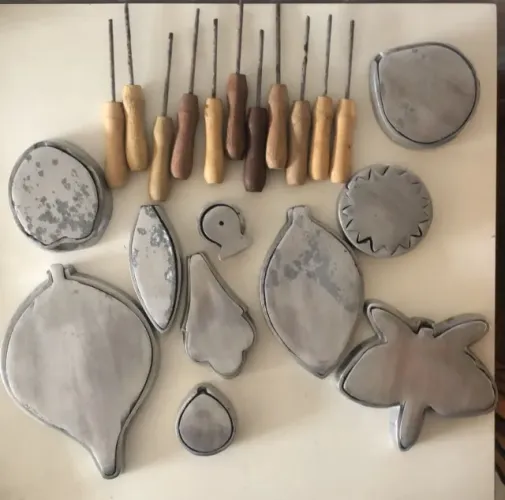 Frisadores Flores Moldes Para Eva Cinza-escuro