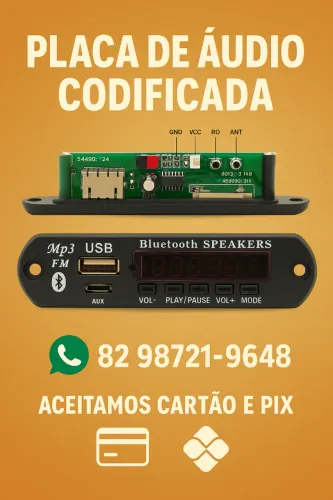 placa de audio codificada 12v com bluetooth e controle 
